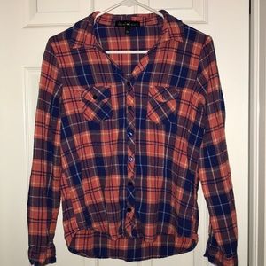Soft material flannel button down